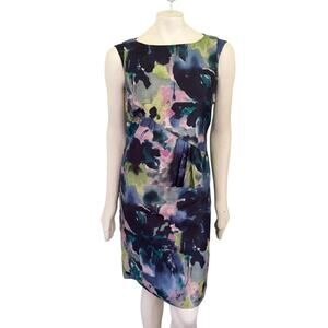 TAHARI ASL Abstract Watercolor Print Sheath Dress  SZ 6
